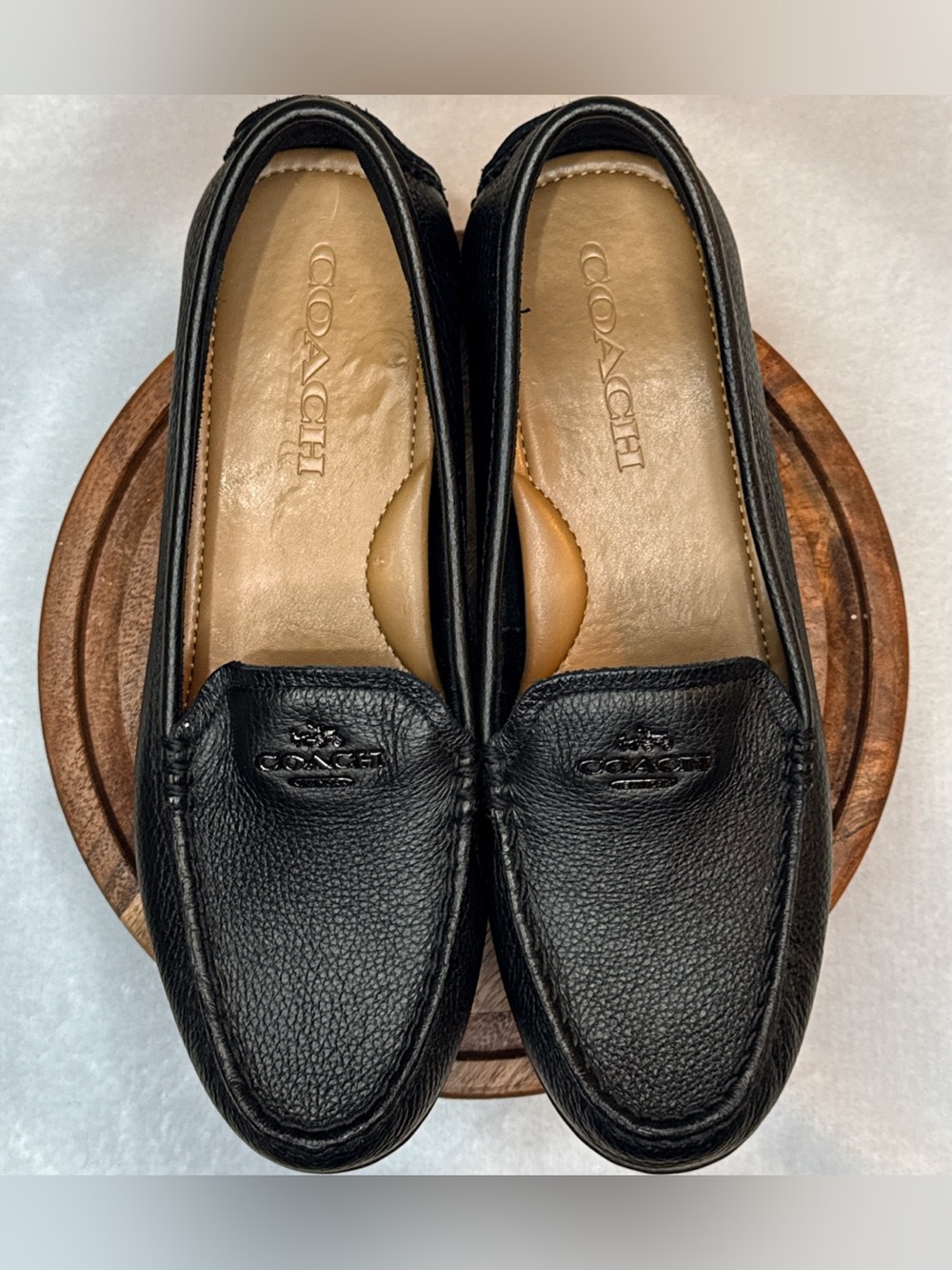 Coach Mary Lock Up Loafers Black Pebbled Leather Slip On Comfy Women’s Size 6B - Picture 3 of 9
